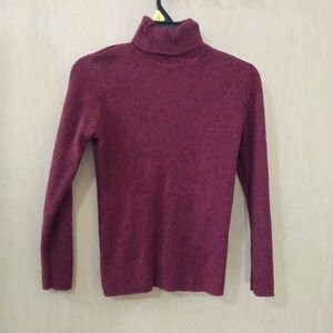 Worthington Red and Black Mock Neck Sweater (L)